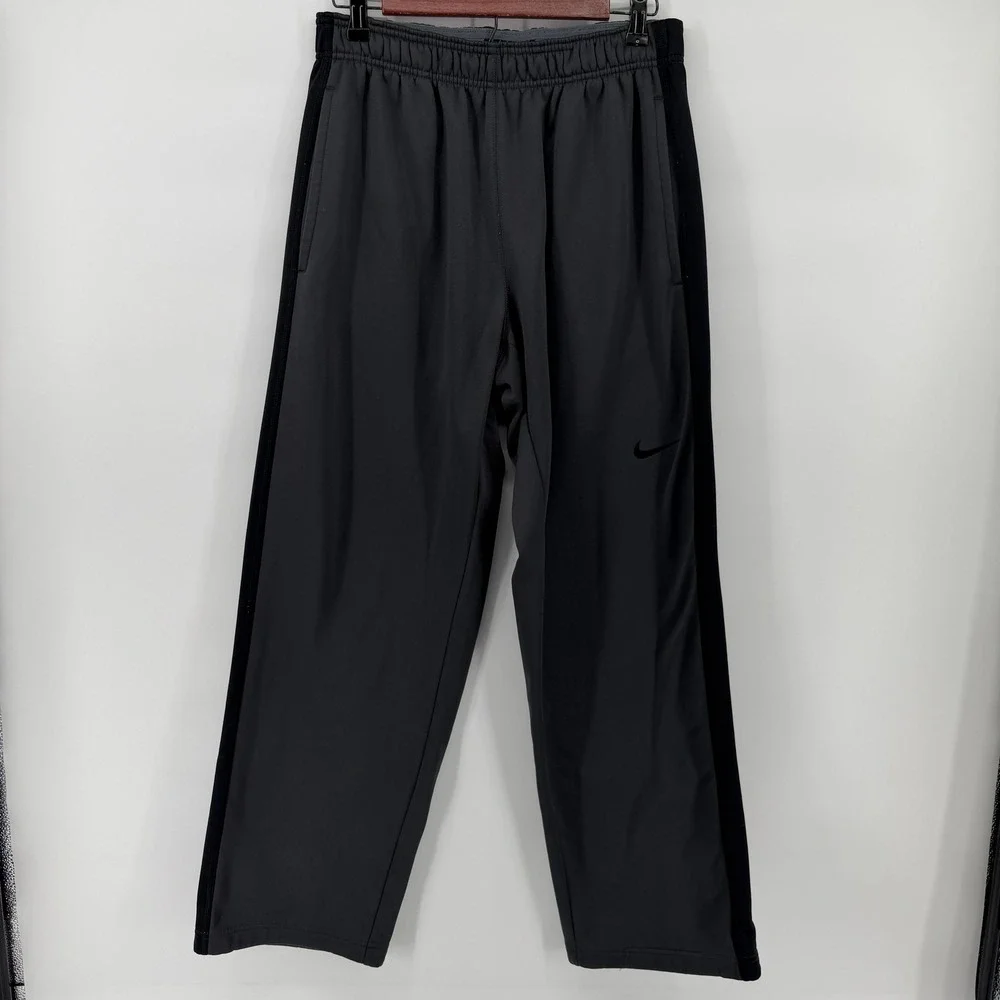 Nike Therma-FIT Training Pants Mens Medium Black Straight Leg Fleece Joggers Y2K